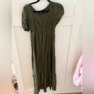 SHEIN Olive Green Textured Maxi Dress